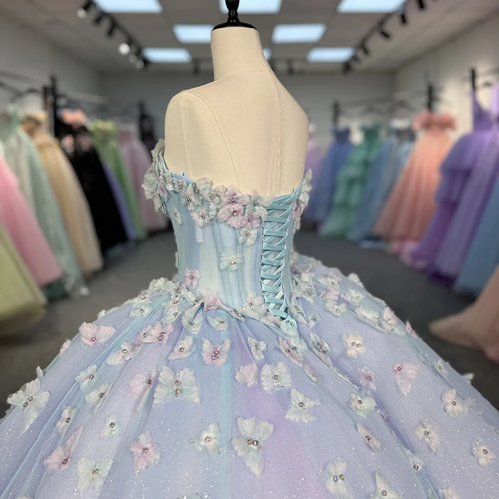 Sky Blue Lilac 15 Quinceanera Dresses Applique Lace Sweetheart Off the Shoulder Puffy Party Dress Flower Ball Gown Dy1293-1 Sky Blue Lilac 15 Quinceanera Dresses Applique Lace Sweetheart Off the Shoulder Puffy Party Dress Flower Ball Gown Dy1293-1