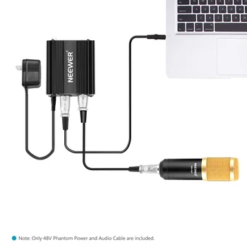 Neewer US Plug 110V 1-Channel 48V Phantom Power Supply+Adapter+XLR 3 Pin Mic Cable for Condenser Microphone Recording 8 Feet detail image