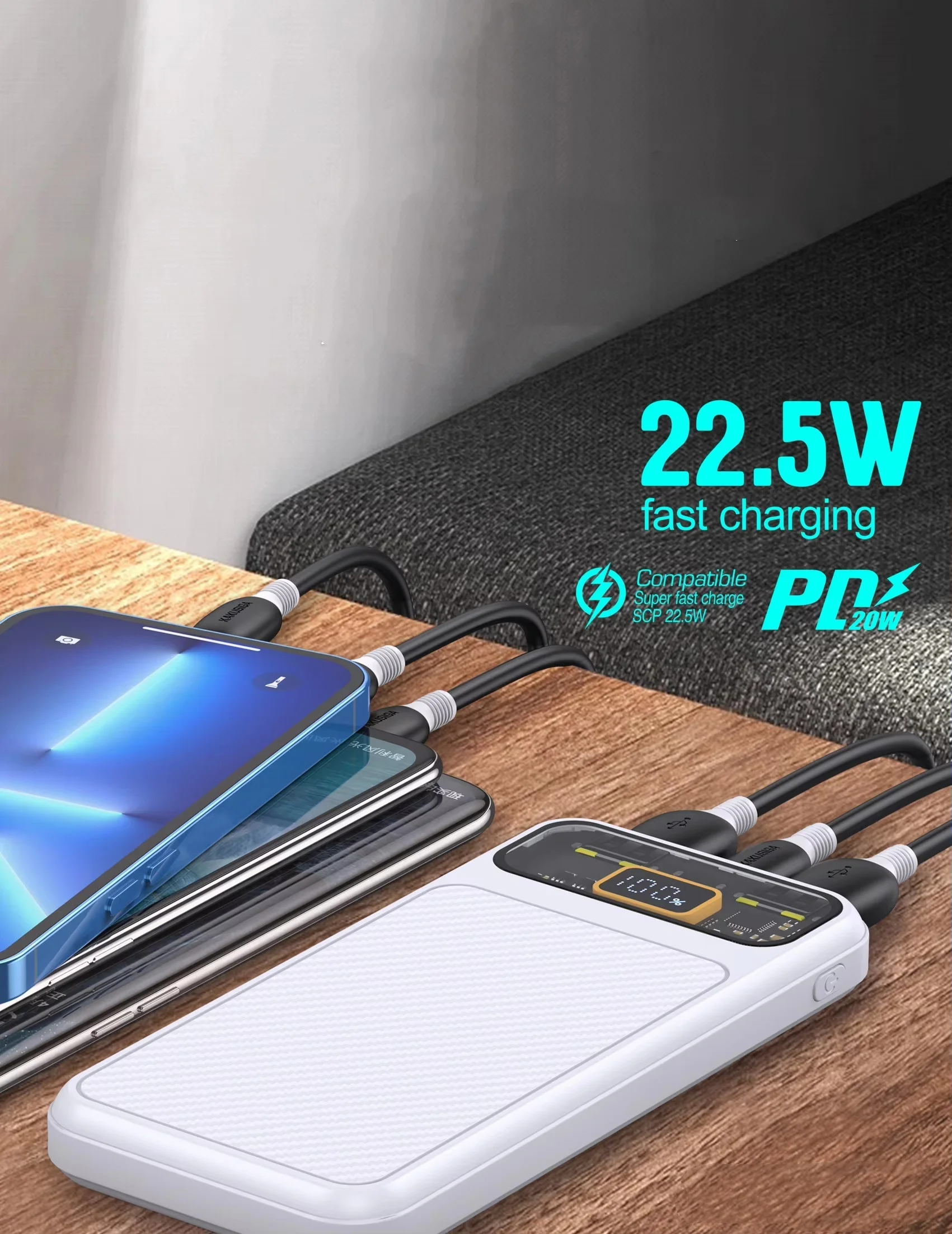 KAKUSIGA Power Band Custom Portable Mini Power Bands PC+ABS Material 10000mAh Battery Capacity USB Super Fast Charging Power Ba