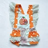 Pumpkin Embroidery Plaid Lace Baby Romper