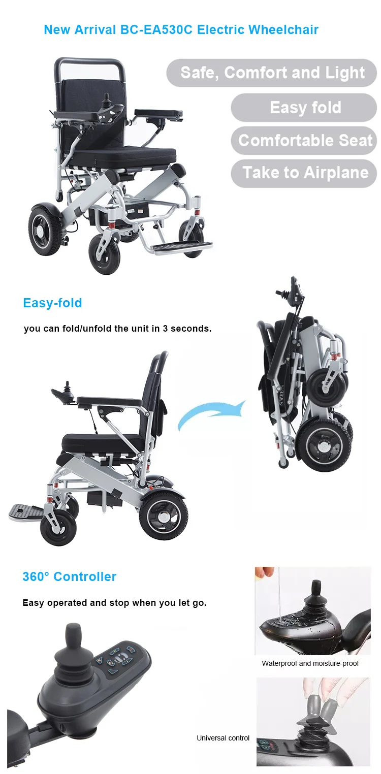 Hot Sale Electric Foldable Wheelchair Portable Lightweight Power