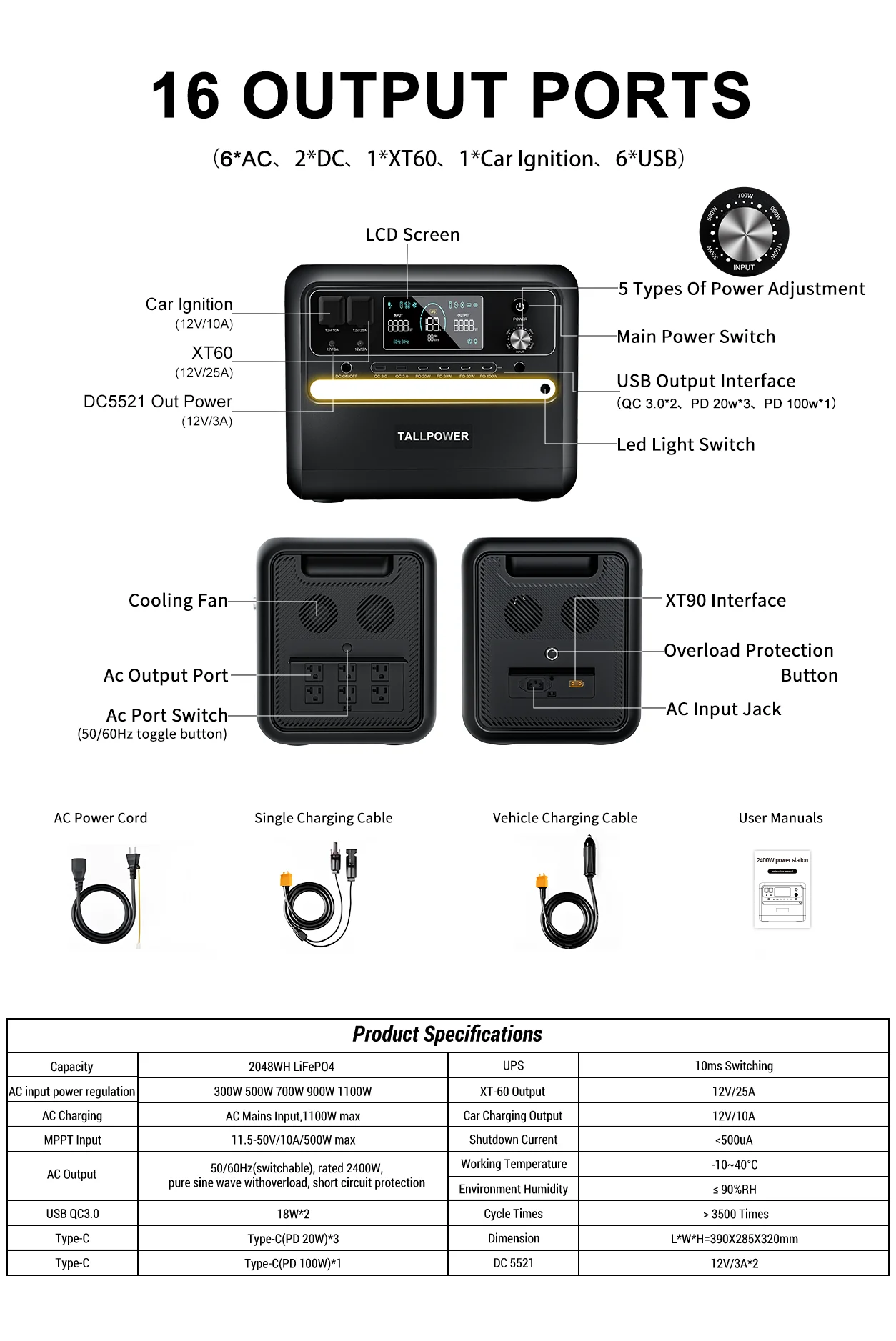 Portable Charging Station Tallpower V2400 2400W 2160Wh