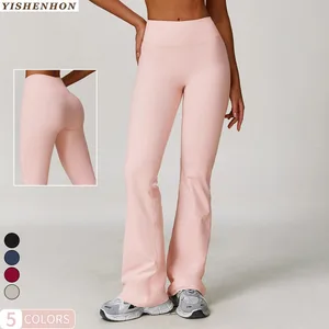 YISHENHON New Arrivals Female High Waist Yoga Flare Legging for Womens Gym Workout Pants Casual Wide Leg Trouser
