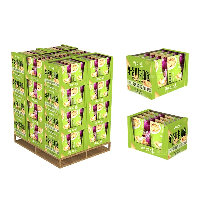 Custom Sams-Club Stackable PDQ Pallet Display Box Supermarket Corrugated Cardboard Boxes Storage Trays Display PDQ