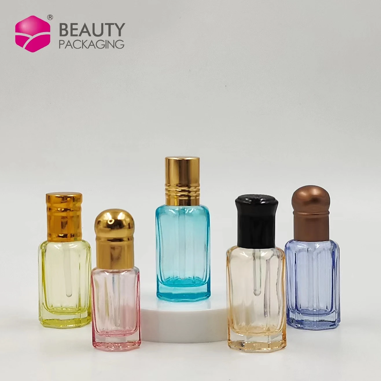 3ml~12ml Octagonal Bottle With Plastic Glass Dip Stick Glass Hand Sample Perfume Essential Oil Bottle