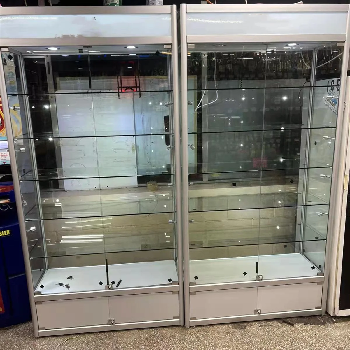 Cheap Glass Display Cabinet for Retail Store Lockable Smoke Shop Showcase with Lighting