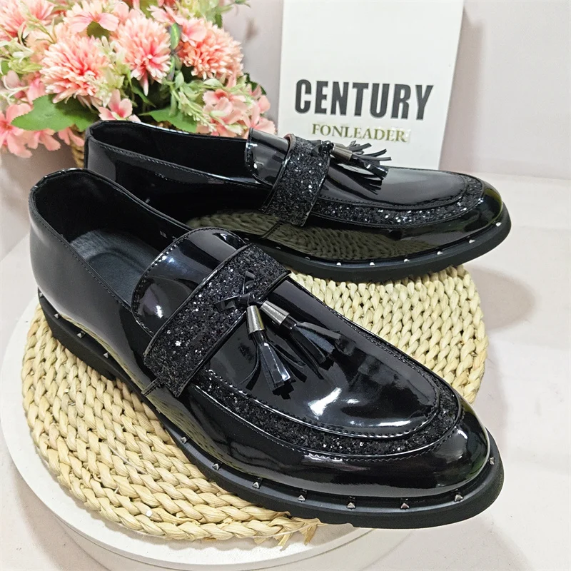 Patent Leather Shoes Men's Fancy Dress Shoes Unique Designers