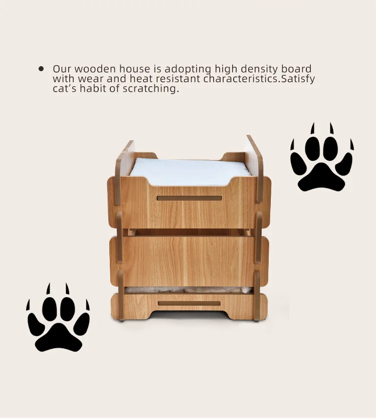 Luxury Anti Sway Easy Assemble Solid Wood Durable Cat Hammock Large Soft Plush Bed Stool Furniture