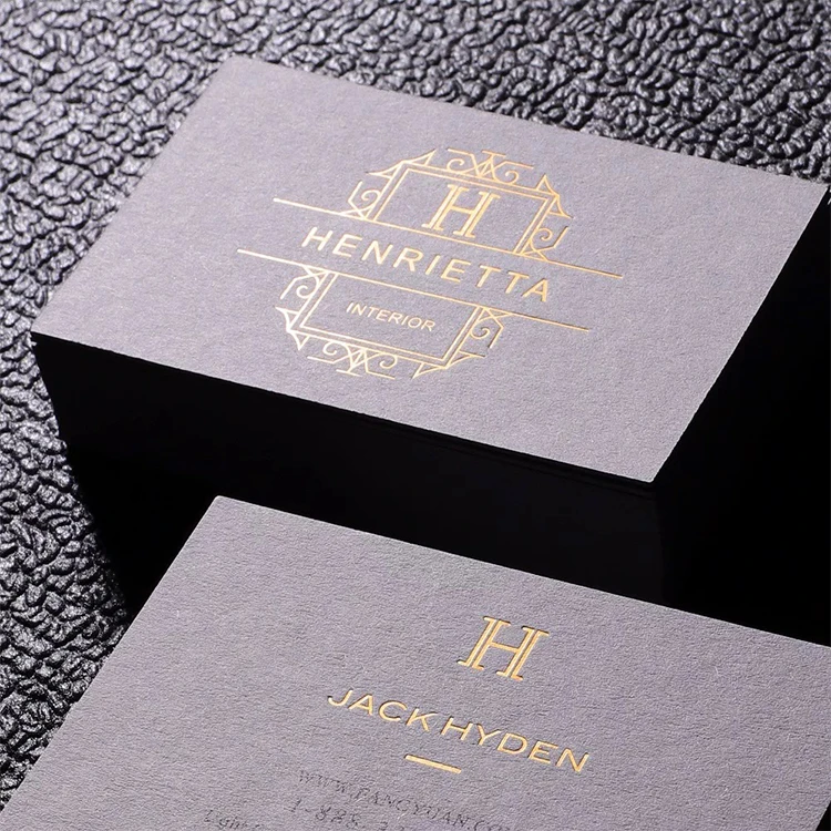 Custom Design and Thickness Embossed Concave  Gold Foil Luxury Cotton Velvet Paper Business Card Thank You Card