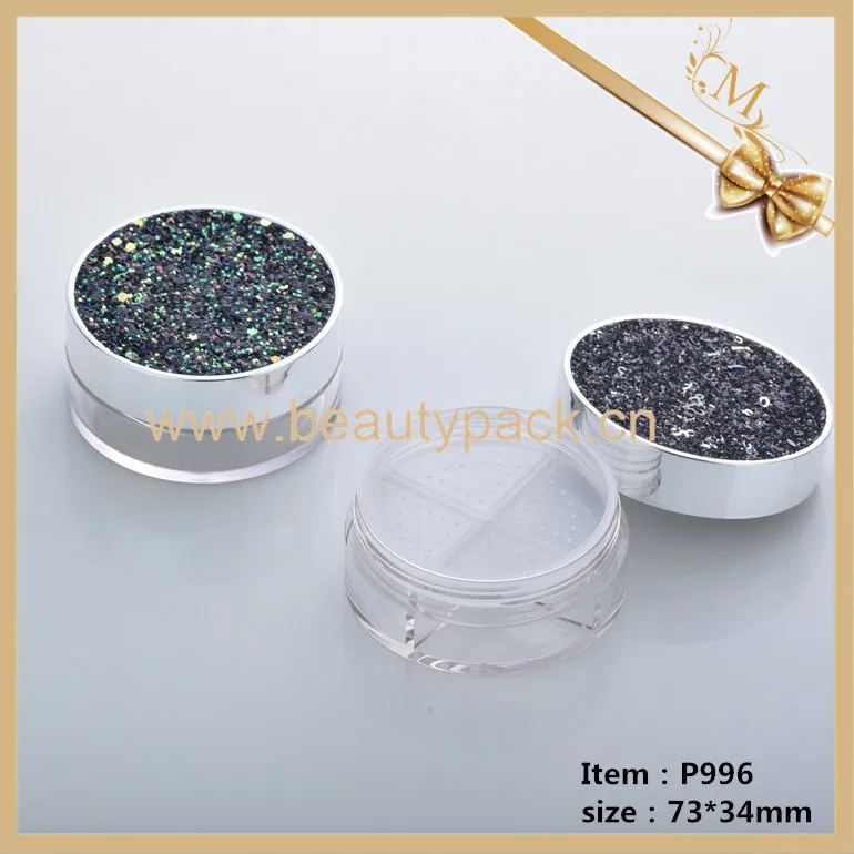 Jar Loose Powder High Quality Empty Round Glitter Cap Plastic 10g Loose Powder Jar With Sifter