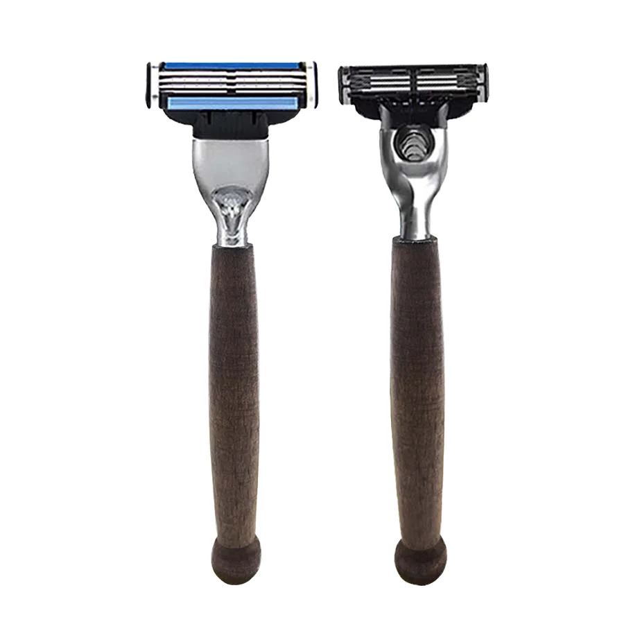 Classic Grooming Triple Blade Safety Razor for Men with Wooden Handle ...