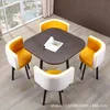 Yellow and white 4-chair formula table