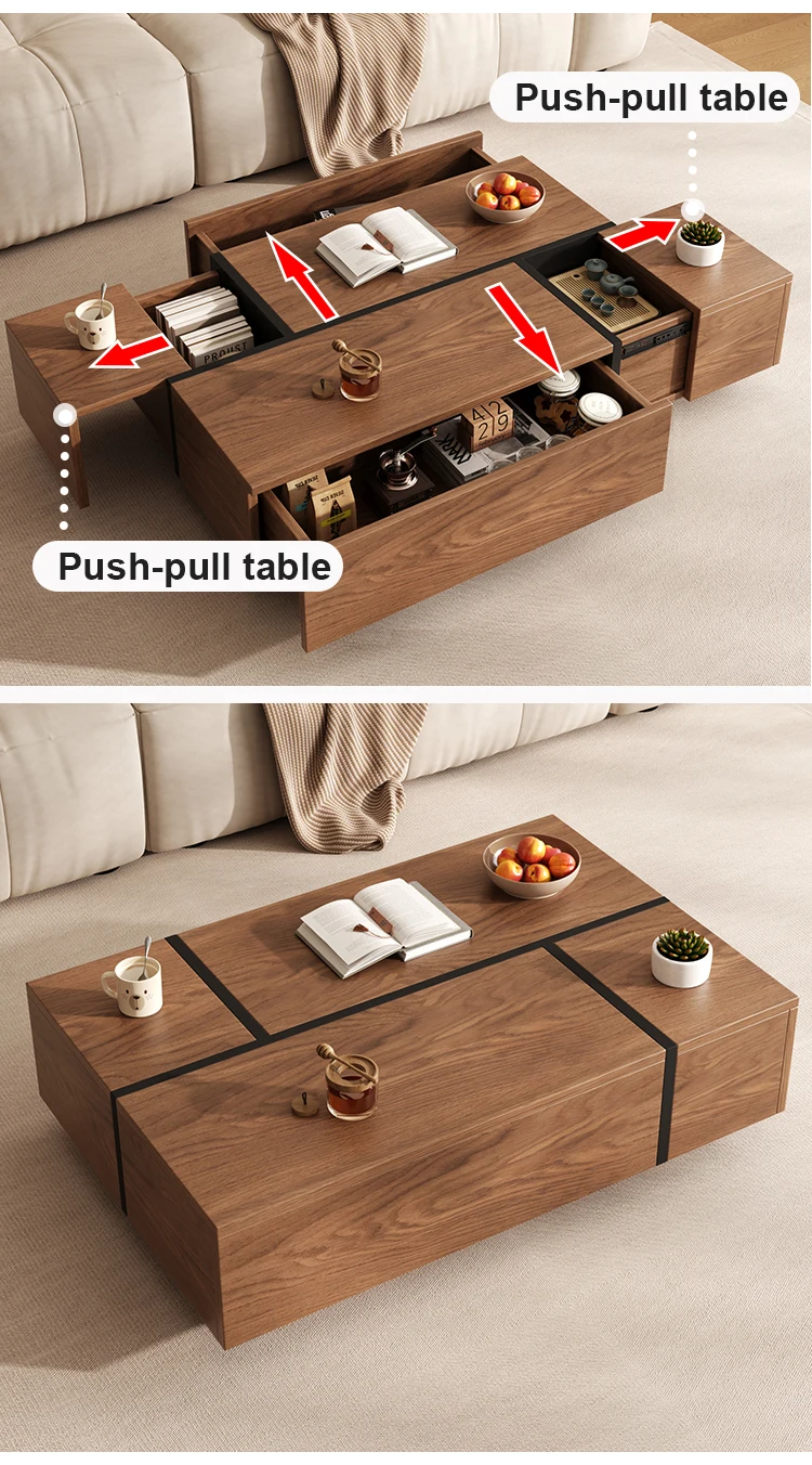 Multi-functional Telescopic Storage Coffee Table for Living Room