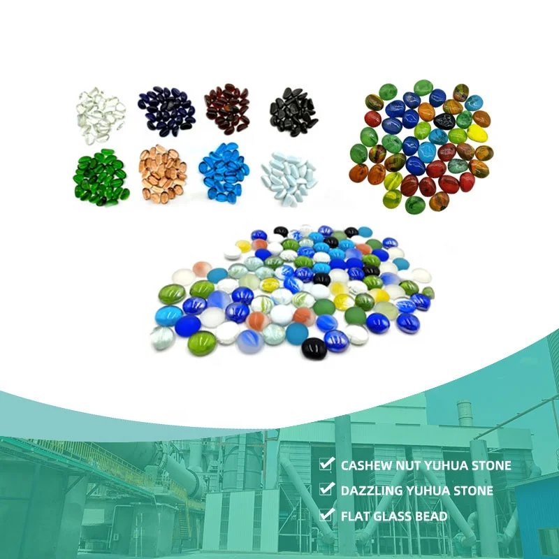 YuHua Stones Polished Round Rolling Colored Pebbles Rain Flower Pebbles Pattern Glass Beads Decorative Garden Culture Landscape