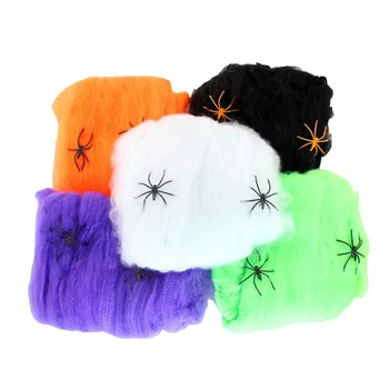 Pafu Halloween Indoor/Outdoor Decoration Super Stretch Halloween Spider Web Spiderwebs With Plastic Spiders