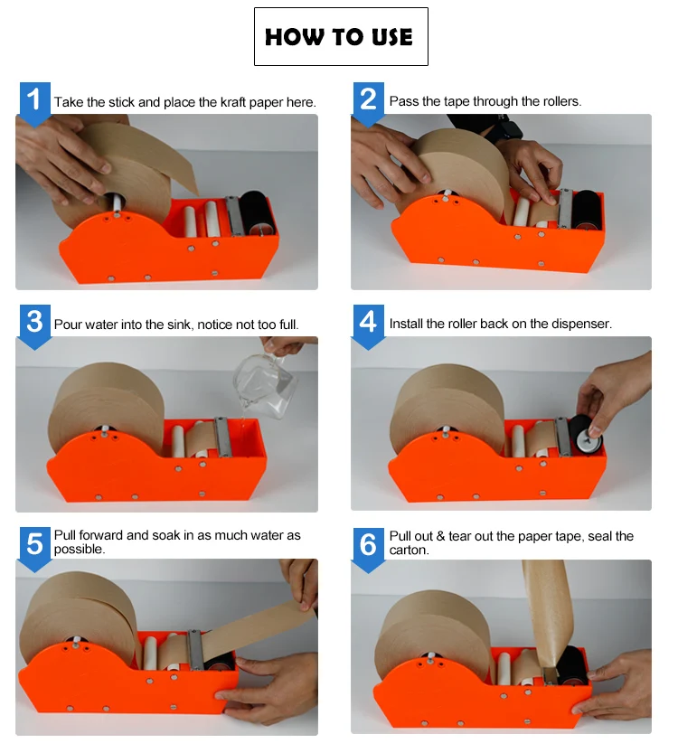 Water Activated Kraft Paper Packing Tape Manual Plastic Tape Dispenser