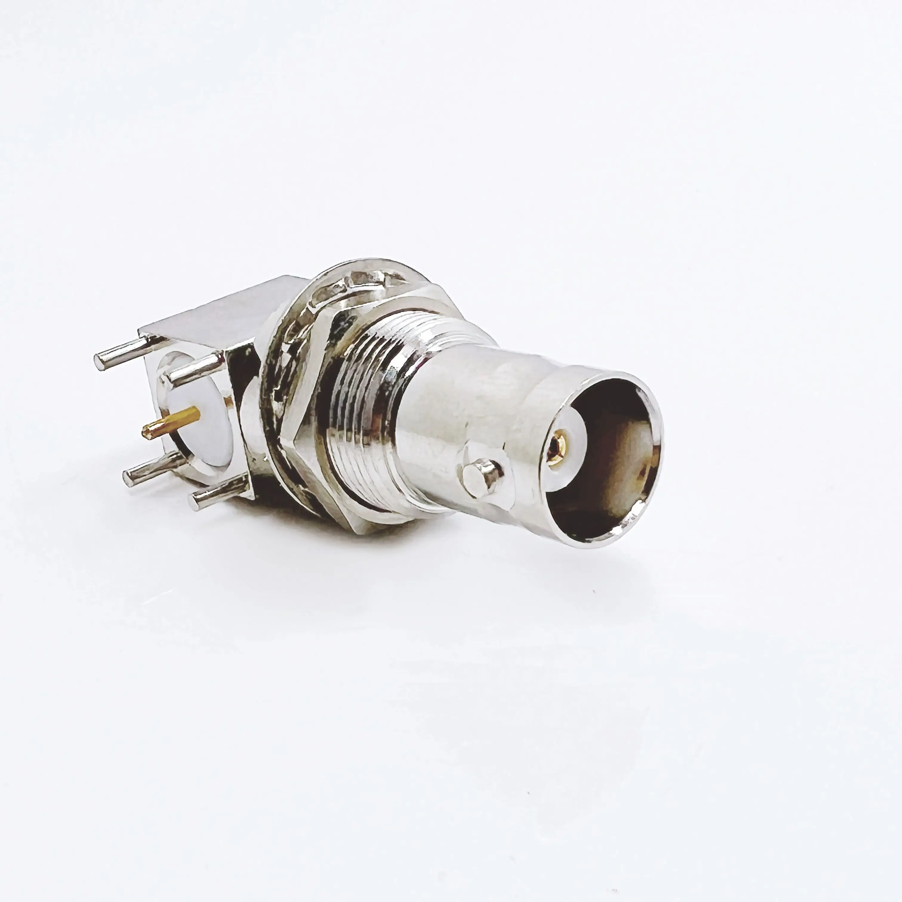 Nickel Plated BNC Jack Bulkhead Right Angle RF Connector PCB 2 Mount supplier