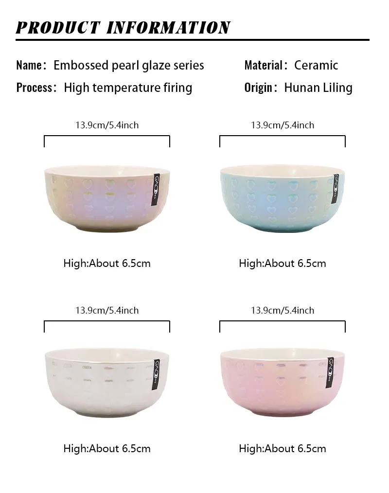 High Quality Custom Ceramic Bowl With Pearl Glazed Promotional Ceramic Bowl