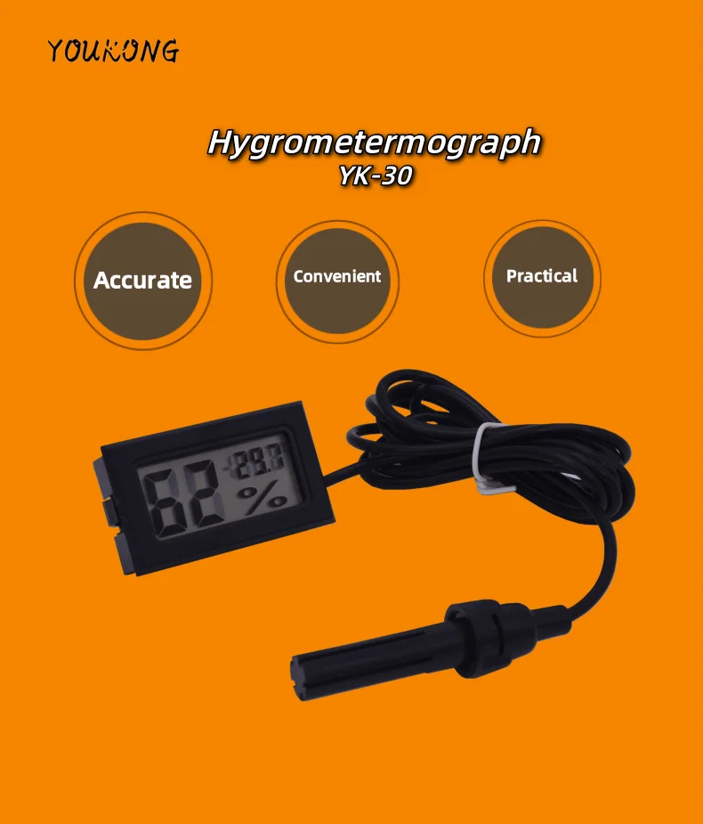 Mini Indoor Digital Thermometer Hygrometer Temperature And Humidity Meter Gauge With Probe For
