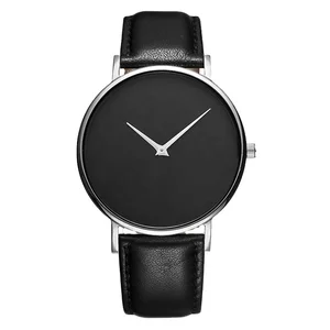 Water Resistant 5BAR Stainless Steel Fashion Business Style Black Dial Silver Lining Leather Silicone Custom Men's Private Label