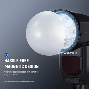 NEEWER Magnetic Dome Diffuser for Round Head Speedlite Flash Magnetically Attached Flash Dome Light Modifier for Speedlite detail image