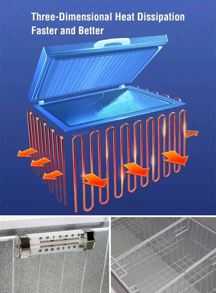 300l Commercial Top Chest Freezer Deep Ice Cream Freezer With Wire