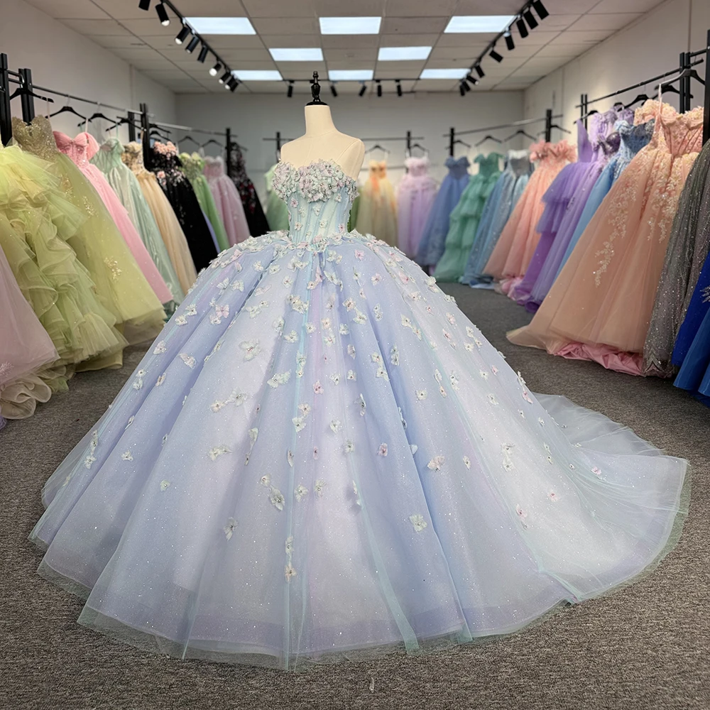 Sky Blue Lilac 15 Quinceanera Dresses Applique Lace Sweetheart Off the Shoulder Puffy Party Dress Flower Ball Gown Dy1293-1 Sky Blue Lilac 15 Quinceanera Dresses Applique Lace Sweetheart Off the Shoulder Puffy Party Dress Flower Ball Gown Dy1293-1