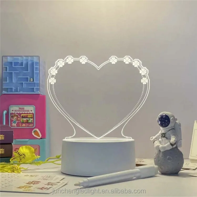 Luminous 3d Lamp White Round Base Diy Memo Acrylic Message Board Led ...