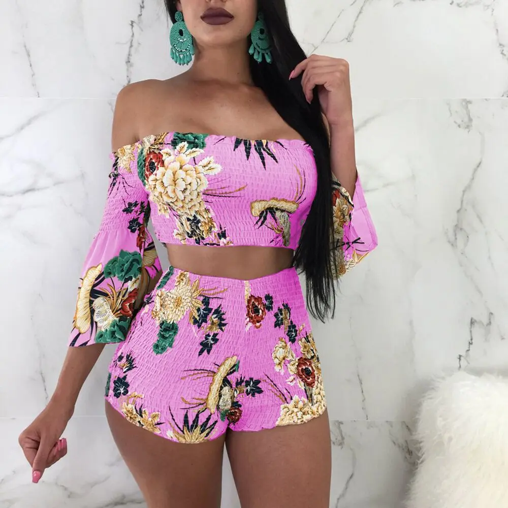 Pokiha Summer Print Women Shirt Elastic Waist Shorts Sets Beach Holiday  Casual Loose Suits Short Sleeve Shirts Two Piece Sets - Short Sets -  AliExpress