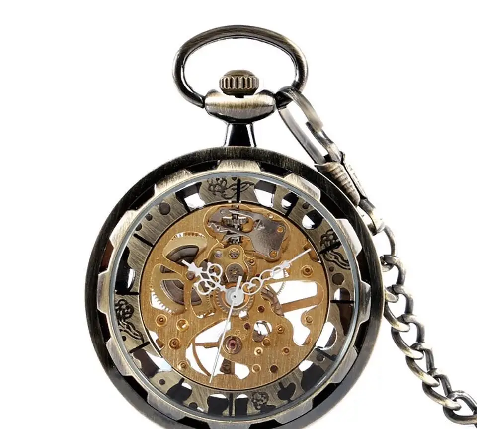 Orologio Da Tasca Meccanico SEWOR - Quadrante Scheletro Luminoso, Catena In Metallio