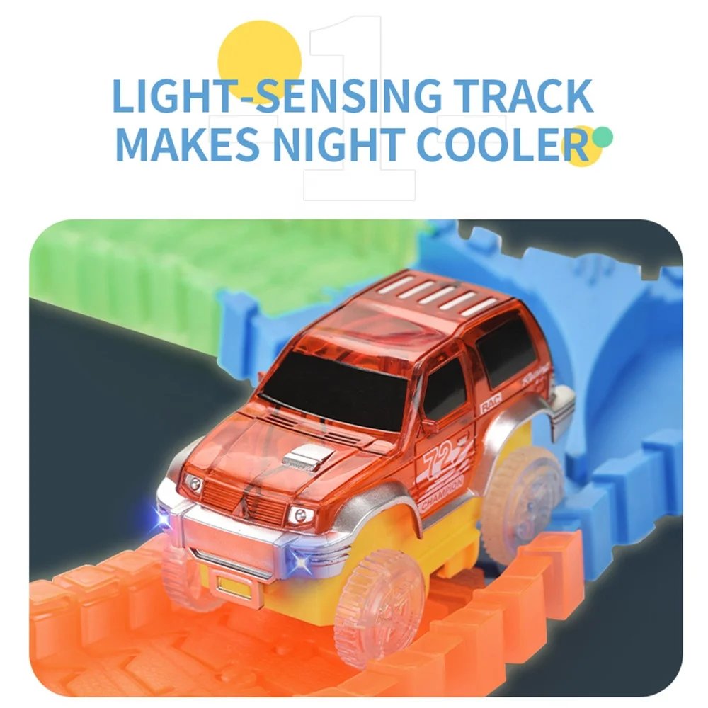 Развивающие развлечение дети 360 градусов гибкие волшебное освещение рельсы гонки игровой набор игрушечный автомобиль