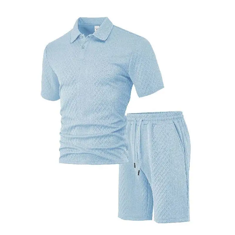 2026 New Style Men's Casual Suit Featuring a Lapel Patterned Texture Short Sleeved Polo aperçu 5