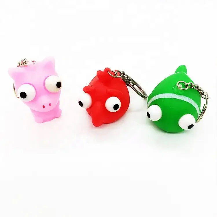 2023 Custom Soft PVC Keyrings New Designed Popular Anti-Stress Ball Vent Animal Keychain 3D Eye Popper Squeeze Toy for Pop Gift