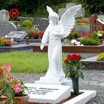Marble Hand Carved Cemetery Decoration Figurine Life Size Weeping Angel ...