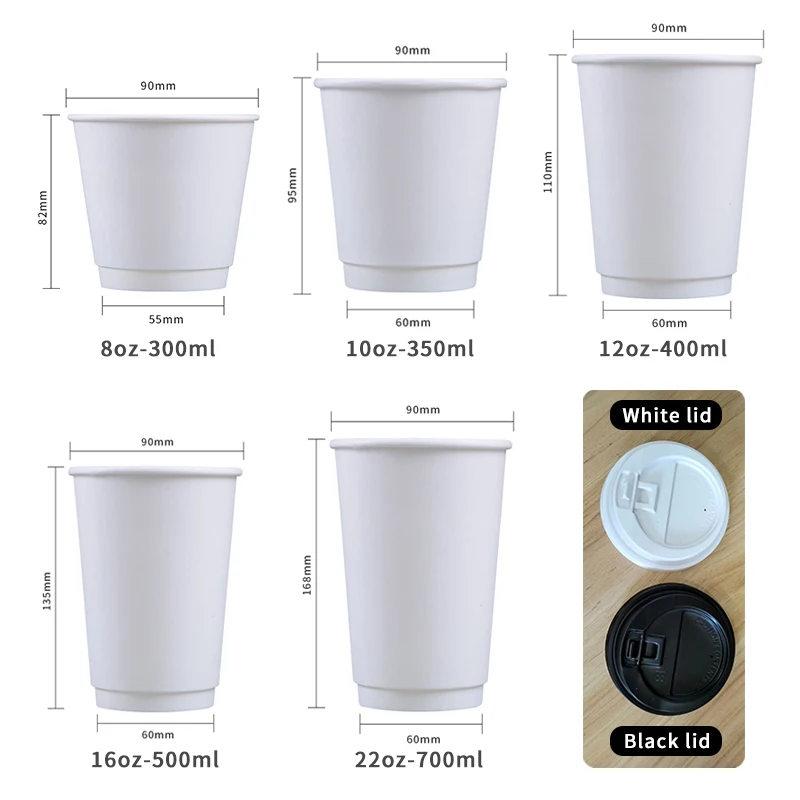 Double Wall Paper Cup For Hot Drink 8oz 10oz 12oz 16oz 22oz Custom Logo