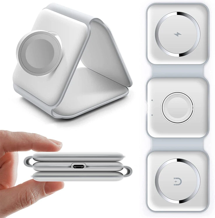 3 in 1 Wireless Charger Magnetic Foldable Charging Station Travel Charger for iphone Charger Power Adapter Caricatore Senza Fili