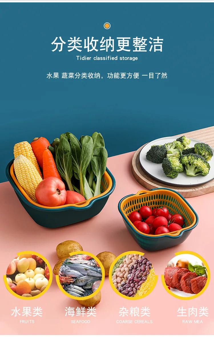 6piece Kitchen Multifunctional Drain Basket For Cleaning Draining And