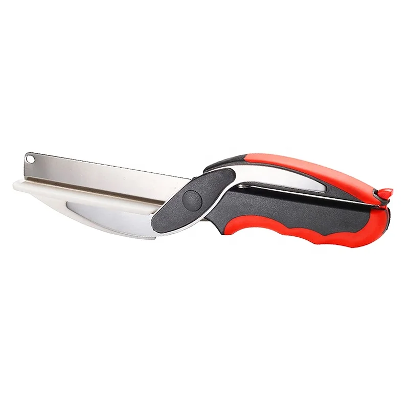 2in1 Kitchen Knife and Scissors Quick Vegetable Slicer and Meat Cutter for Salad Food Cutter Choppers by KitchenShears