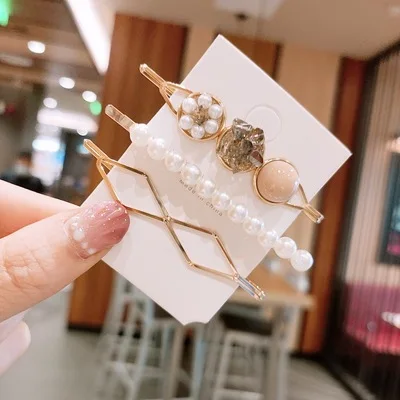 Spring Summer Latest Design Cute Girls Hair Accessories Gold Pearl Hair Clip Butterfly