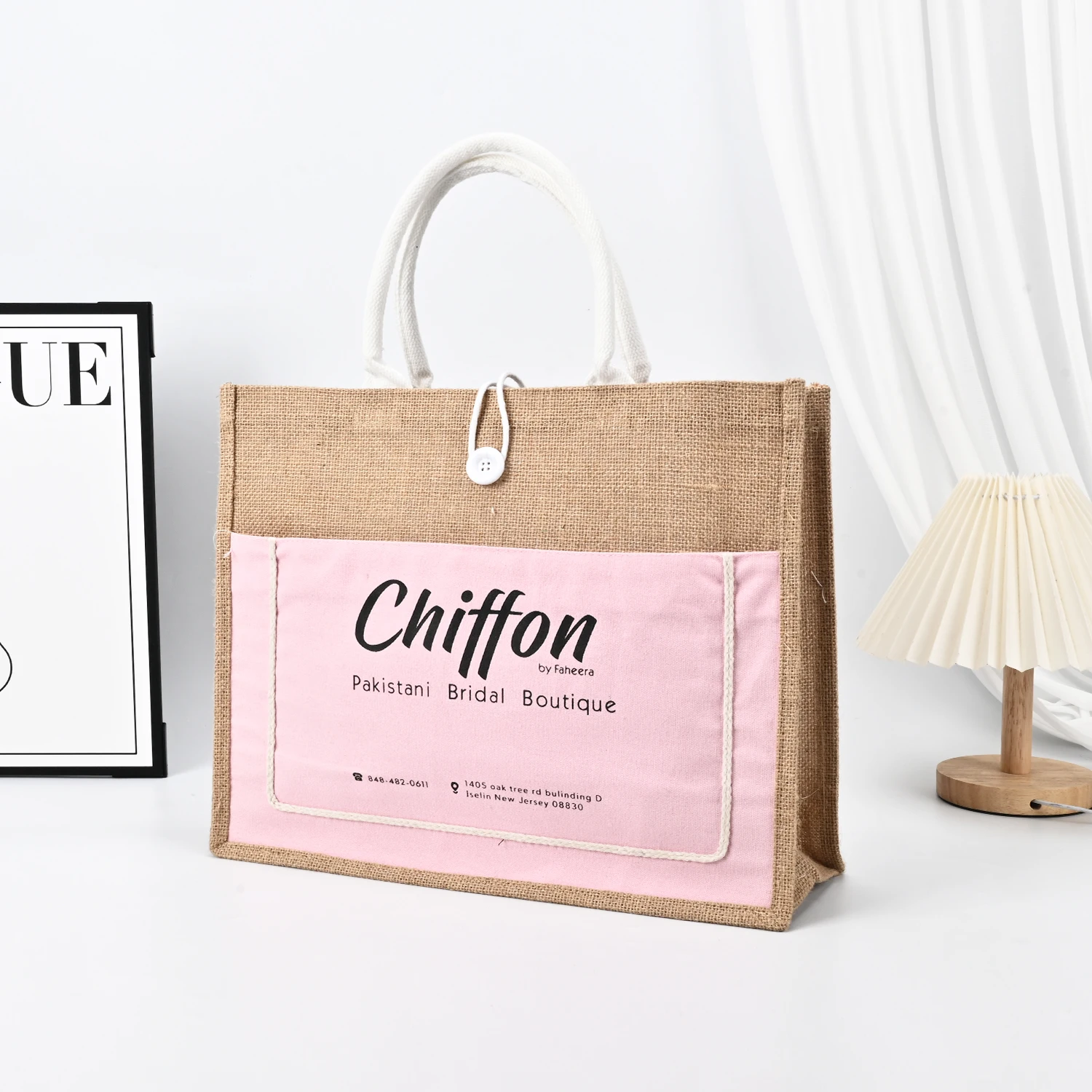 Custom Printing Natural Grocery Shopping Hessian Bags Beach Handbags Jute Gunny Tote Bag Blank Burlap Tote Bag supplier