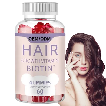 Customized Label Collagen Biotin Gummies Natural Hair Skin Nail Supplement Hair Growth Vitamin Gummy