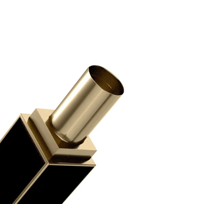 Private Label Luxury Cosmetics Packaging Click Closure Lipstick Tubes Square Black and Gold Gold Lip Balm Tube