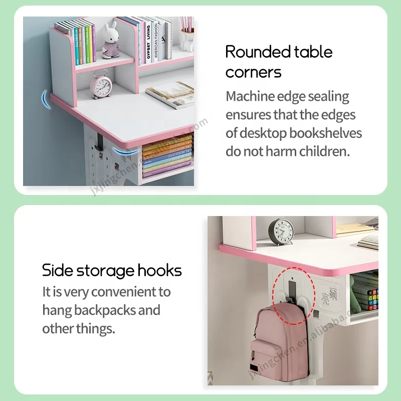 New Design Children's Learning Desk With Bookshelf Home Furniture Height Adjustable Kids Study Table and Chair Set for Child