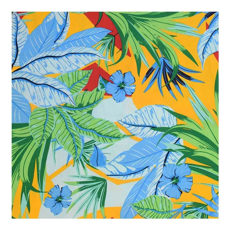 Оптовая торговля гавайский бесплатный образец дешевая цена печать на заказ Мягкая ручная тканая ткань 45s 100% вискоза цветочная