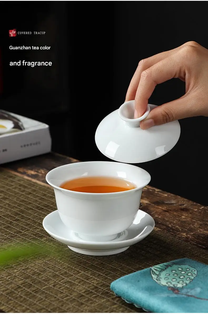 Custom Logo Traditional Gaiwan Tea Set - Classic White