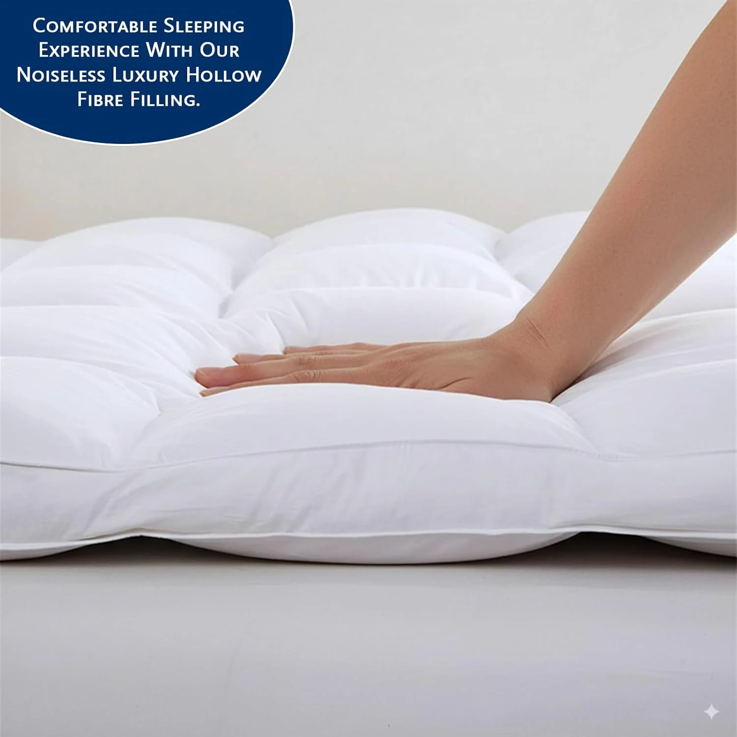 Washable Mattress Topper Hollow Fibre Filled 10cm Thick Bed Topper with Elastic Straps details