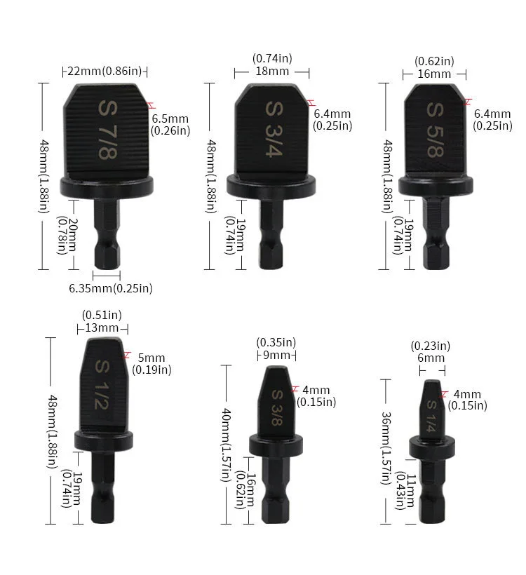 6個チューブパイプエキスパンダー銅管六角シャンクパイプ
