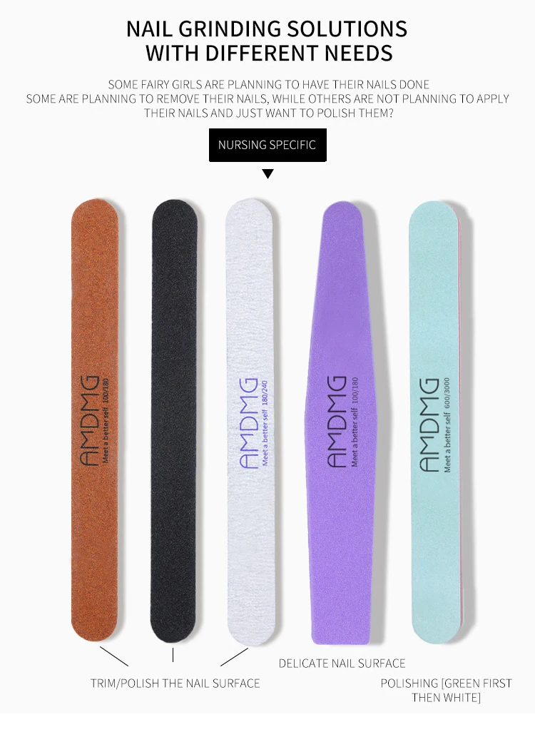 Wholesale Fashion Simple Irregular Sponge Frosted Custom Nail File 100/