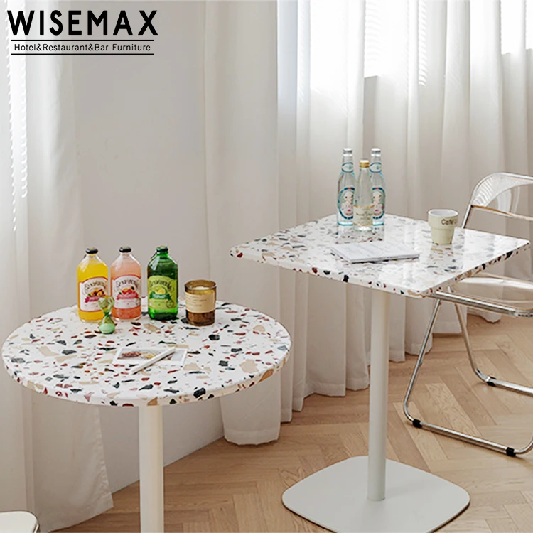 WISEMAX FURNITURE Nordic Minimal Terrazzo Round Dining Table Restaurant Coffee Shop Cafe Table square bar Table Commercial Use