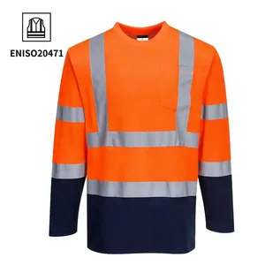 Custom Construction Cotton Blend Hi Vis FRC Fireproof Fire Retardant Long Sleeve Polo Men High Visibility Safety FR Work Shirt